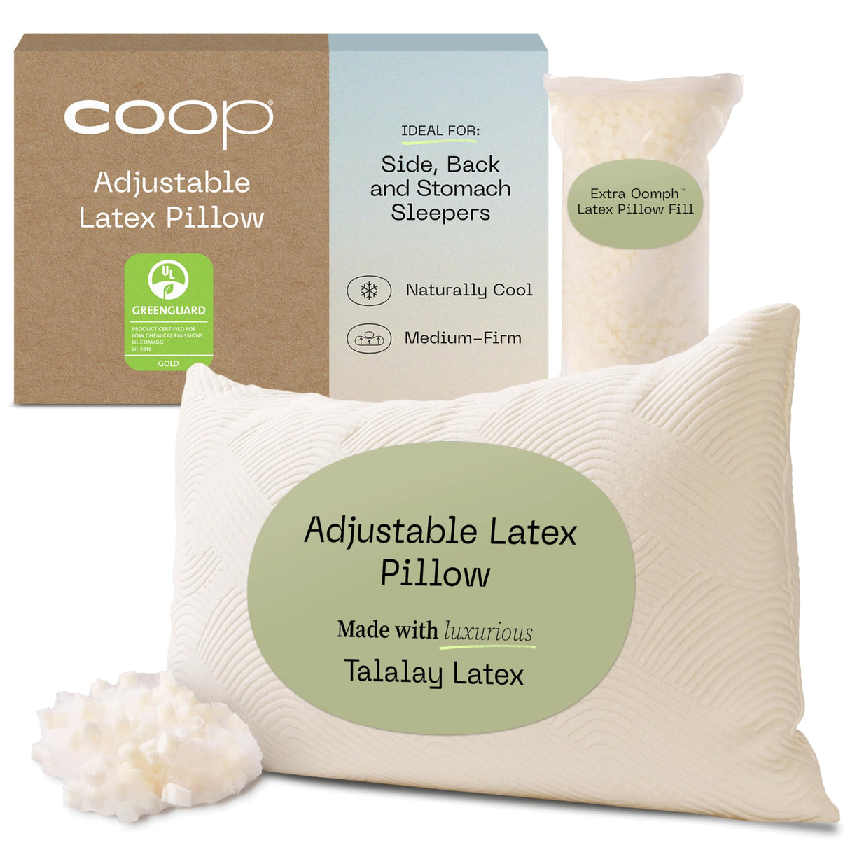 Adjustable Latex Pillow Queen, with Talalay Latex & Microfiber Fill