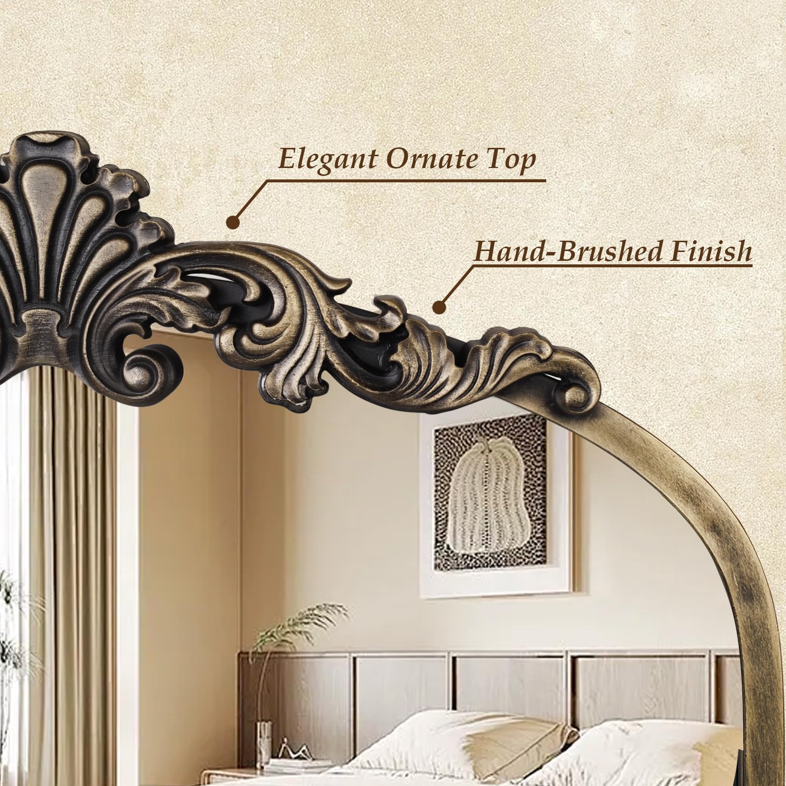 Gold Arch Baroque Mirror with Shelf 20x32