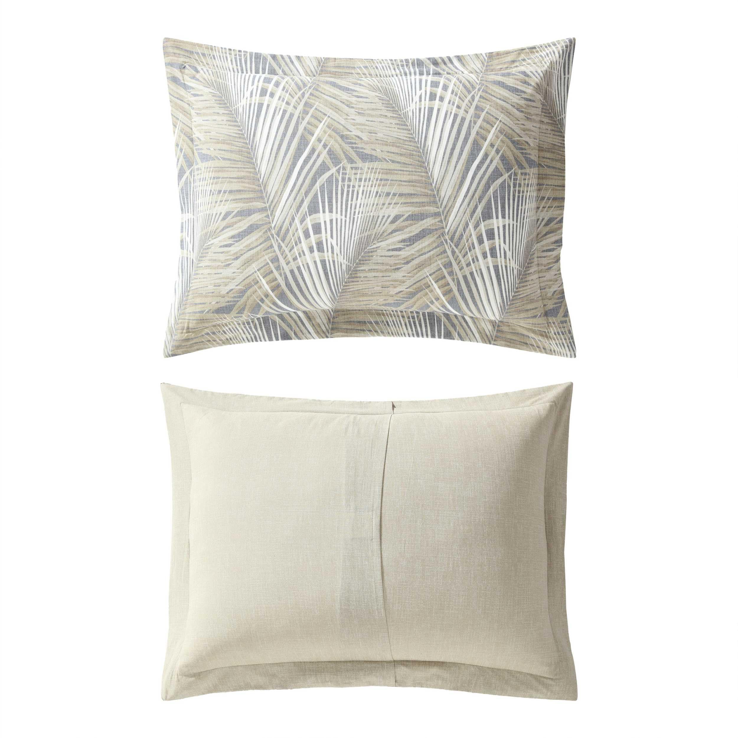 King Comforter Set - 100% Cotton Reversible 4-Piece Bedding (Raffia Palms Brown)