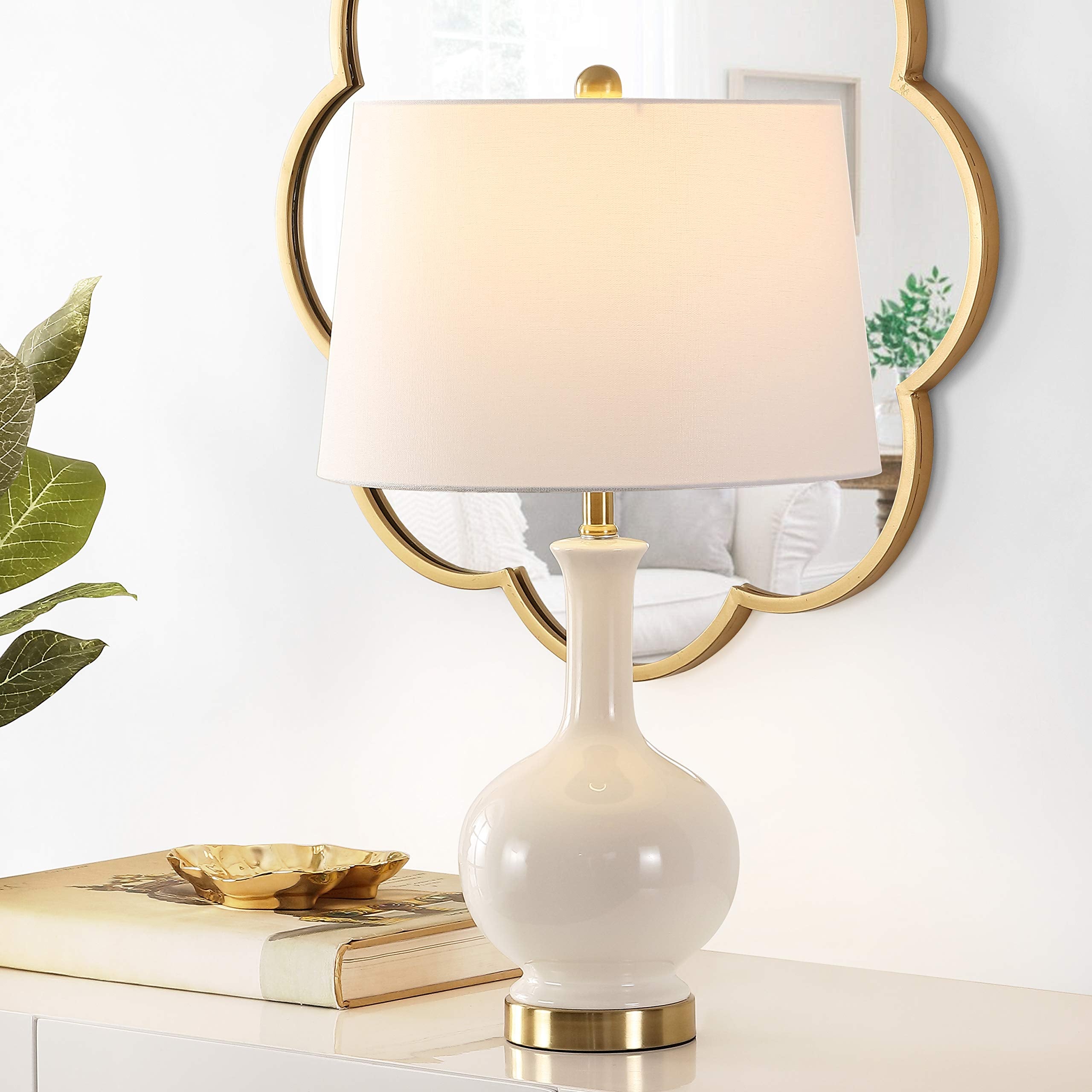 Lighting Collection Bowie Cream Ceramic 26-inch Bedroom Living Room Home