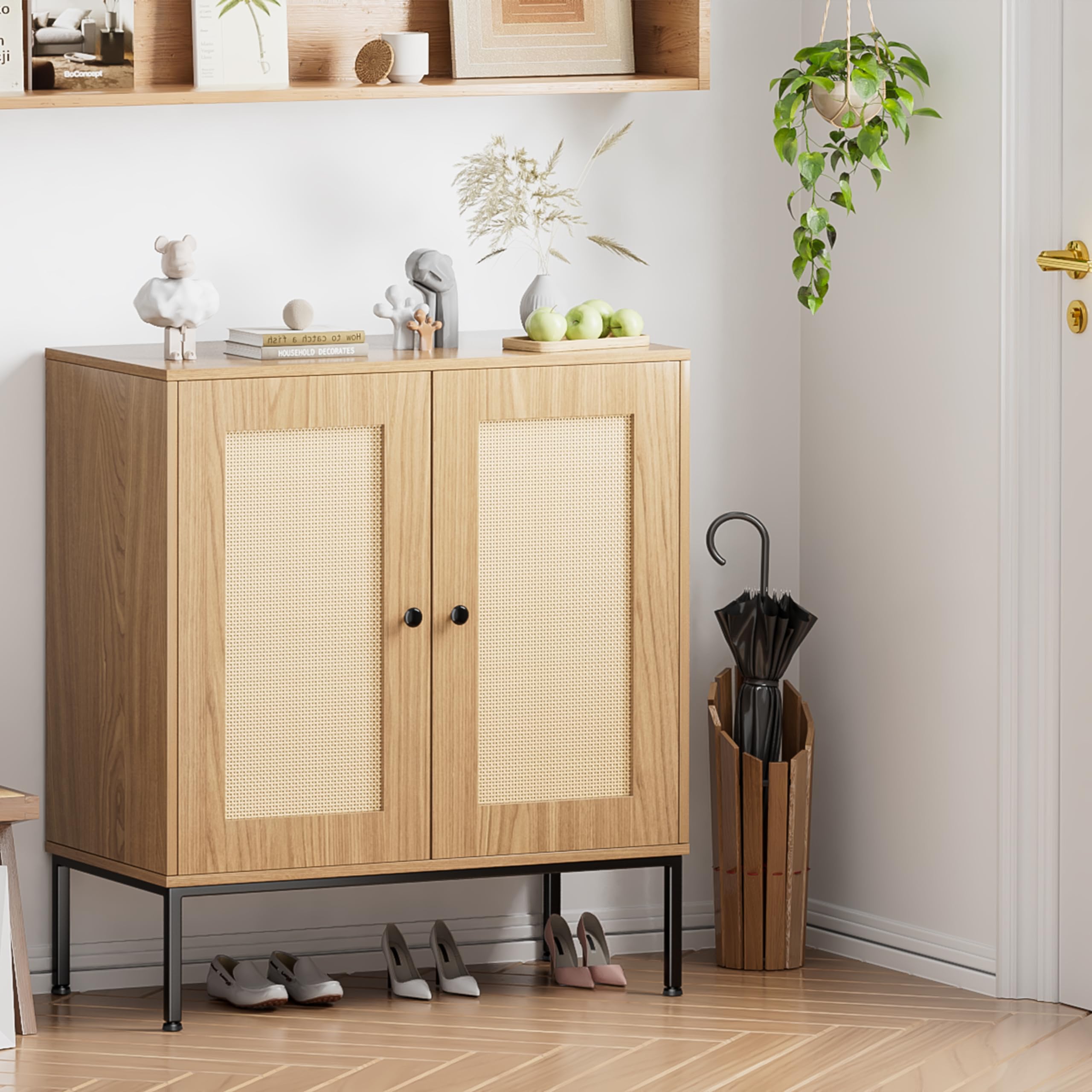 Rattan Storage Cabinet with Doors