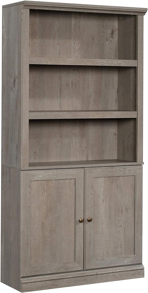Miscellaneous Storage Bookcase/ Book Shelf With Doors, Chalked Chestnut finish