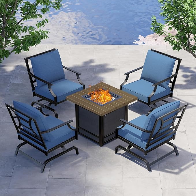 5-Piece Outdoor Furniture Conversation Sets with 32-Inch 40000 BTU Heat Propane Gas