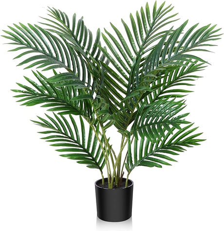 Fopamtri Fake Majesty Palm Plant 3 Feet Artificial Majestic Palm Faux Ravenea Rivularis in Pot for Indoor