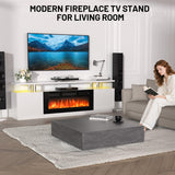 70 Inch Fireplace TV Stand with Storage - White Entertainment Center