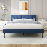 Queen Size Bed Frame with Headboard, Upholstered Bed Frame with Wood Slats Support and Button Stitched Headboard,