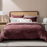 Luxury Velvet Quilt King Size, Ultra Soft Velvet Bedding Sets, Lightweight Quilted Velvet