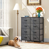 Fabric Dresser for Bedroom, Tall Storage Dresser with 8 Drawers, Black Dresser &