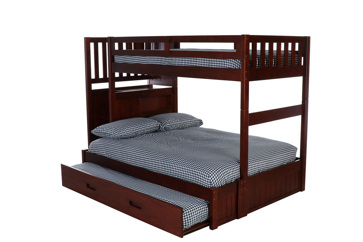 Mission Staircase Four Drawer Chest and Roll Out Twin Trundle Bed in Rich Merlot