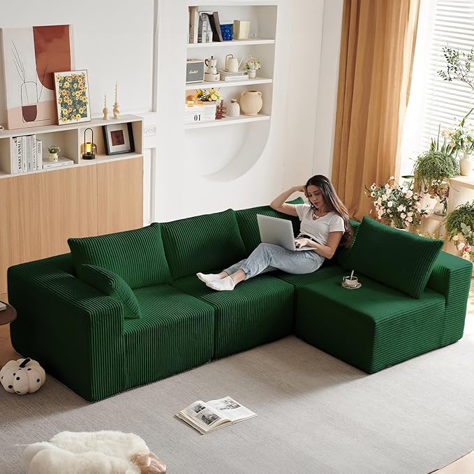 104" Cloud Couch, Modular Sectional Sofa Couch, L-Shape Upholstered Couches Modern