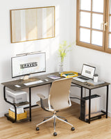 Reversible L Shaped Desk with Large Surface, 69 Inch Sturdy Corner Desk