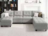 Modular Storage U-Shape Sectional Sofa Couch with Reversible Chaises 7-seat Sofa