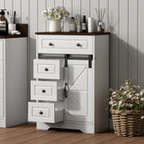 Bathroom Cabinet, 32'' Farmhouse Storage Cabinet with Sliding Barn Door, 4 Drawers,