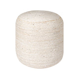 Jute Pouf Ottoman - Ivory, Boho Foot Rest Stool with Filler for Sofa, Kids Bedroom