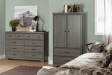 Versa 2-Door Armoire with Drawers, Gray Maple