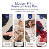 Beige Black Swirl Area Rug 4x6 - Contemporary Abstract Design