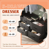 Dresser for Bedroom with 5 Drawers, Wide Bedroom Dresser