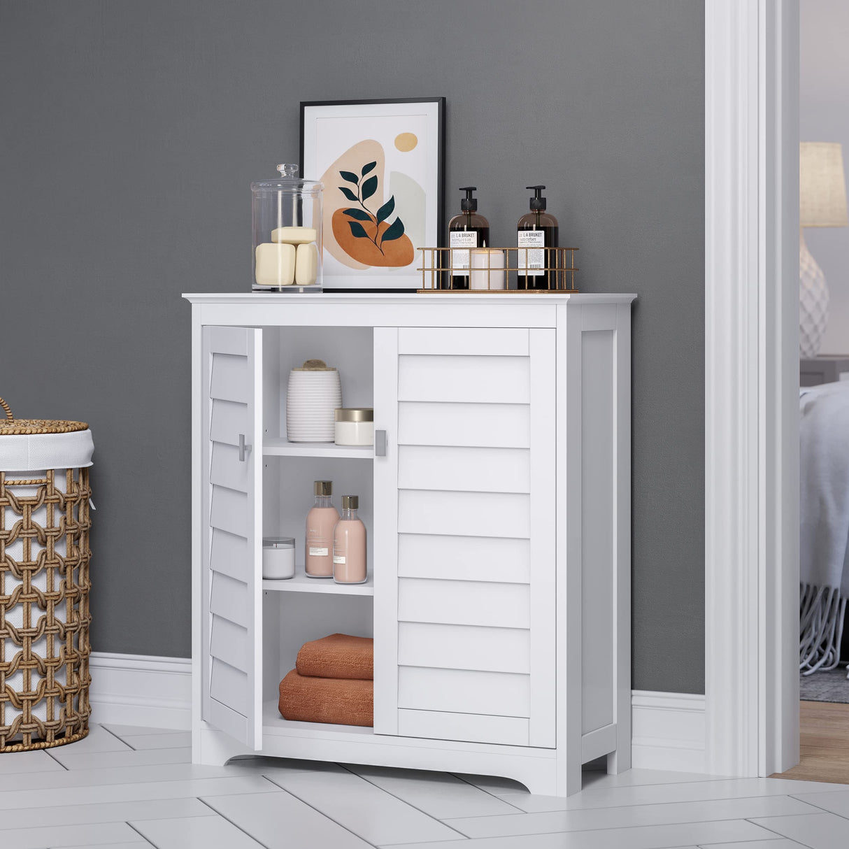 Brookfield Bathroom Storage Cabinet with 2 Shutter Style Doors with Adjustable Shelves