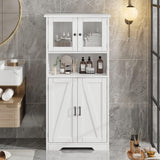 Bathroom Cabinet, 50.4" Storage Cabinet with Glass Doors and Adjustable Shelves