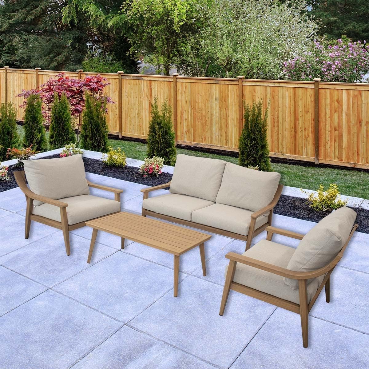 Genova 4-Piece Aluminum Conversation Set, All-Weather Outdoor Furniture for Patio