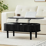 Fluted Lift Top Coffee Table with Hidden Compartment