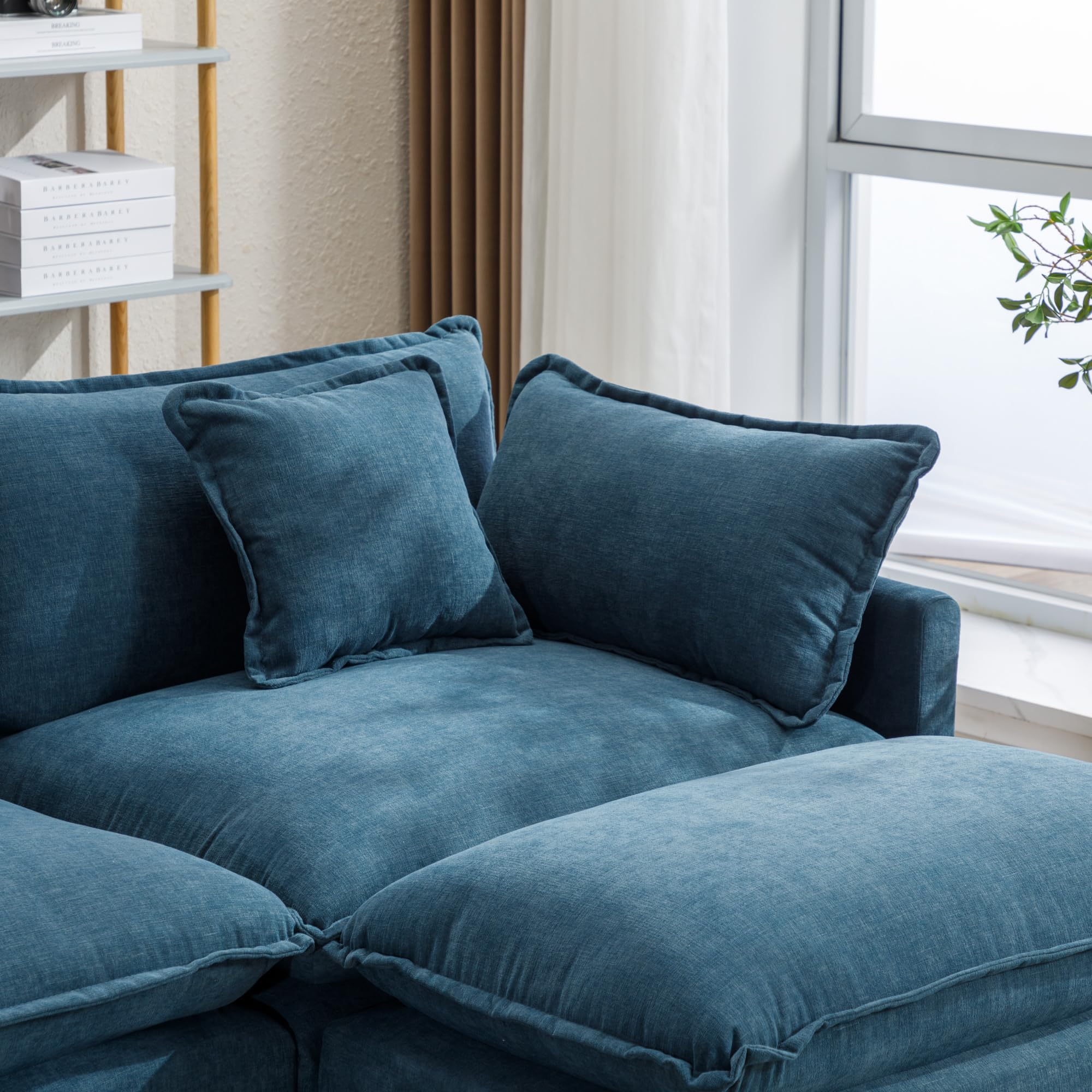 Convertible Modular Sectional Sofa with Movable Ottoman Set