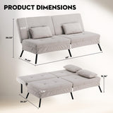 Convertible Futon Sofa Bed, 68" Corduroy Futon Couch with Adjustable Backrest,