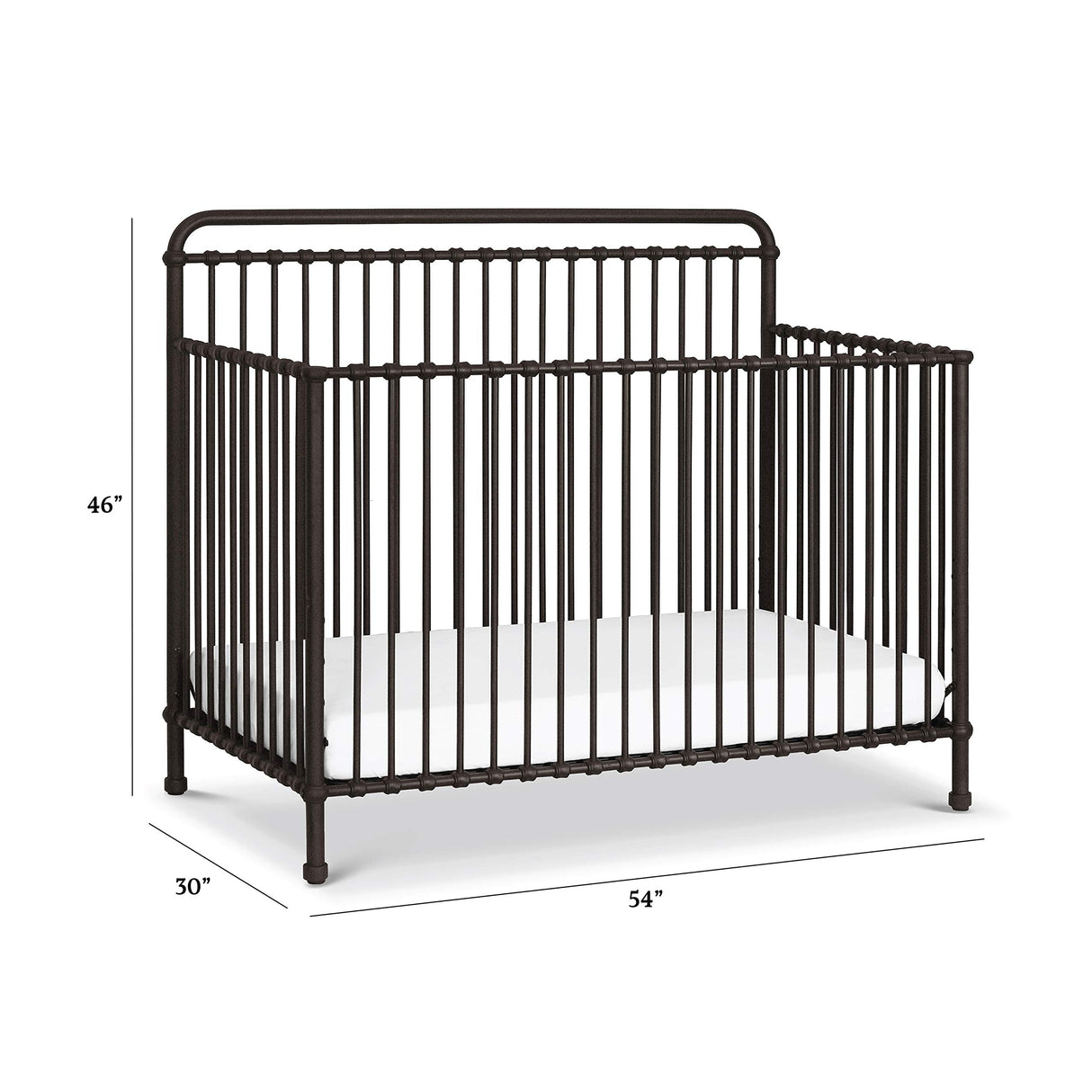 Winston 4-in-1 Convertible Metal Crib in Vintage Iron, Greenguard Gold Certified