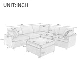 Large U-Shape Sectional Sofa Set, Modern Polyester Fabric 6 Seater Couch with Removable