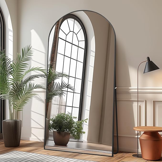 Mirror with Stand, Black Wall Mounting Full Body Mirror