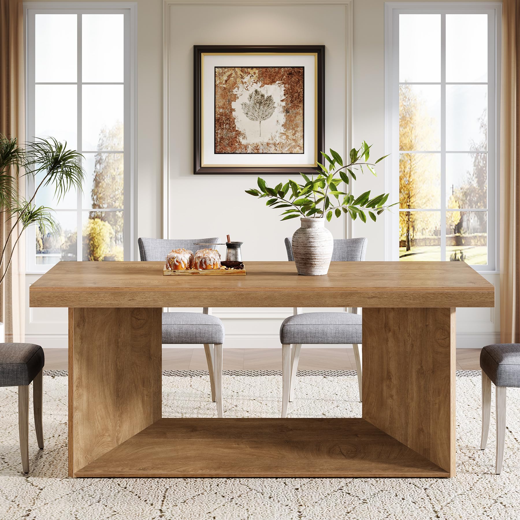 63-Inch Farmhouse Dining Table for 4-6 People