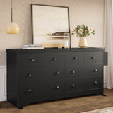 Dresser 8 Drawer with Charging Station and Storage Bag, Wood Storage Chest of Drawers for Bedroom Living Room Hallway Entryway, Black