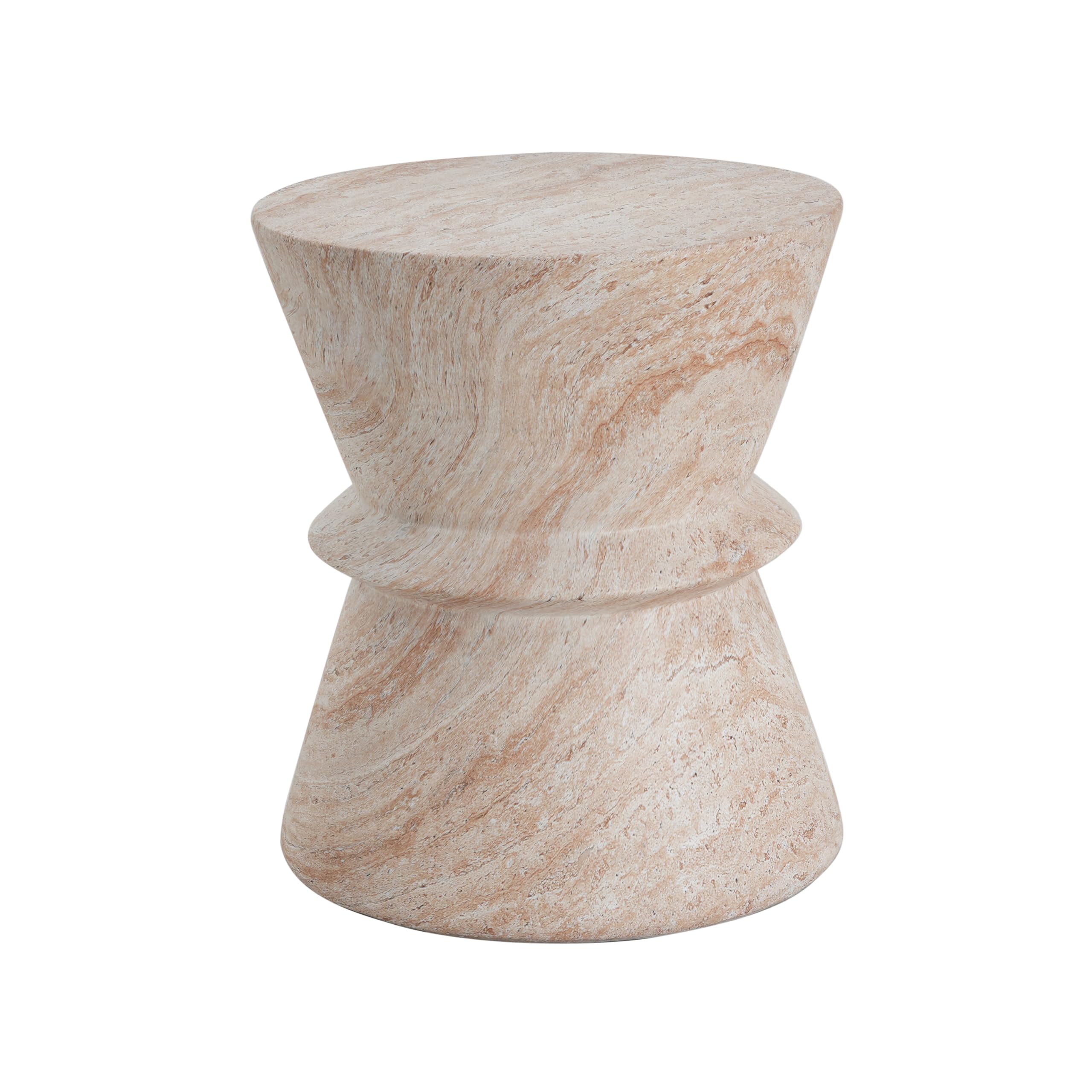 Outdoor Lightweight Concrete Side Table 15.5"x18" Hourglass Round Indoor Accent Table