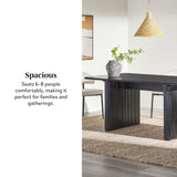 Modern Vertical Reeded Plinth-Base Dining Table, 68 Inch, Black