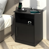 Modern Nightstand with 3 USB Ports - 16" D x 18" W x 24" H FSC-Certified Wood Bedside