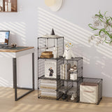 Wire Grid Storage Shelves, Stackable 6 Cube Storage Shelf, Closet Organizer, Metal Shelving Unit, Bookcase Bookshelf, Black