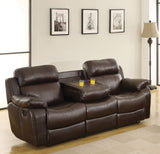 Reclining Sofa w/ Center Console Cup Holder, Brown Bonded Leather