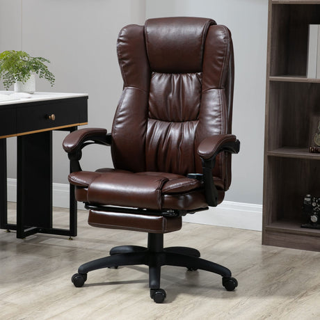 ChicFurnit High Back Massage Office 6-Point Vibration Chairs, Brown