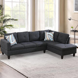 L-shaped Sectional Sofa Set Luxurious Flannelette 5-seat Couches, Right Facing Chaise