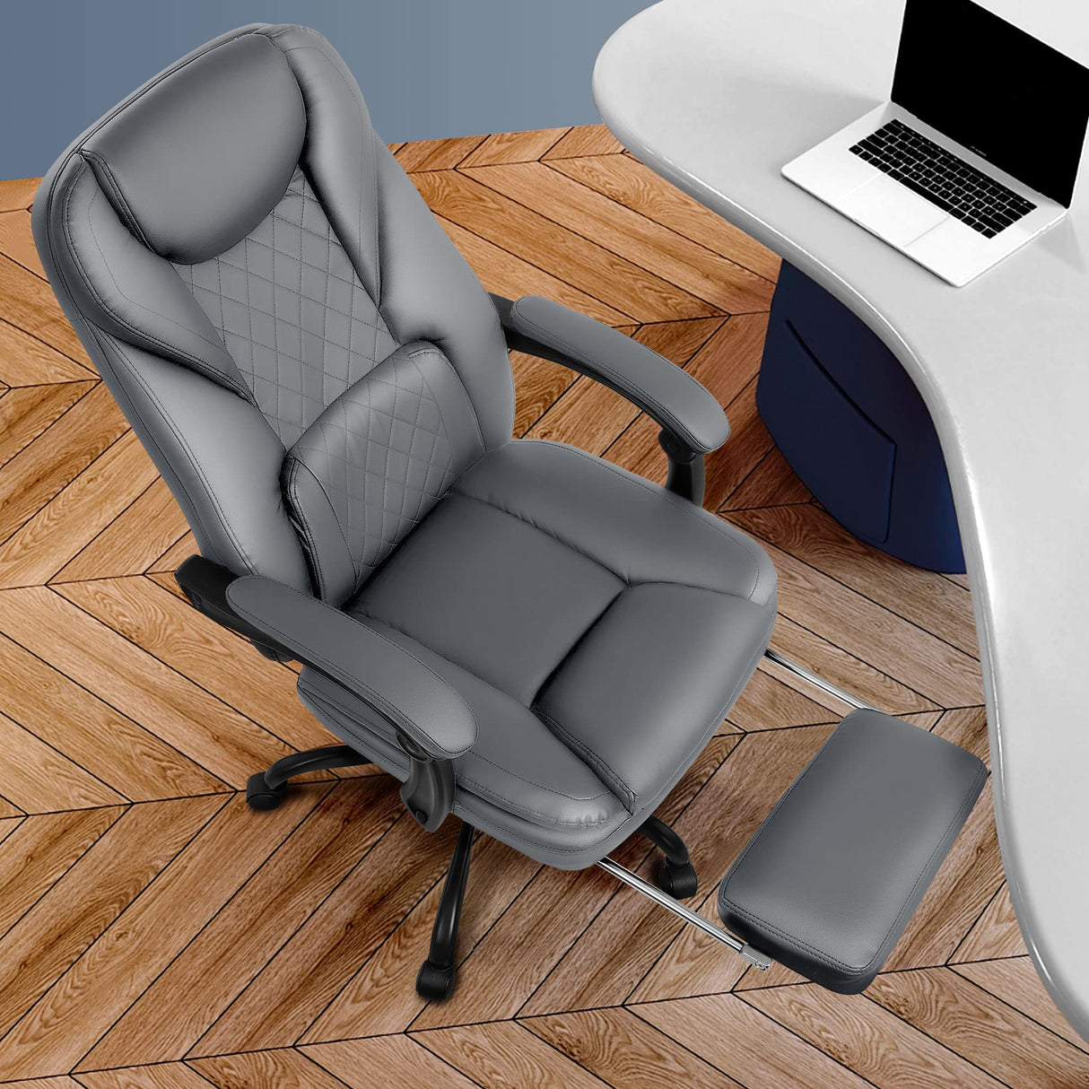 Office Chair, Big and Tall Office Chair with Foot Rest Reclining Leather Chair High Back