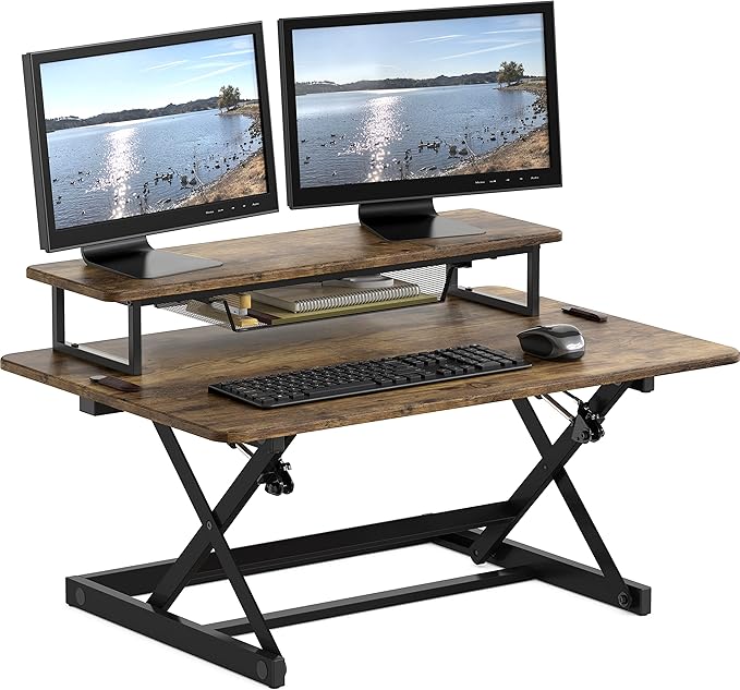 36-Inch Height Adjustable Standing Desk Sit to Stand Riser Converter Workstation