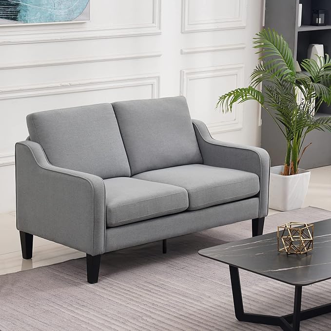 Loveseat 53" Small Couch Loveseat Sofas for Living Room Mid Century Modern Sofa Couch Navy Blue