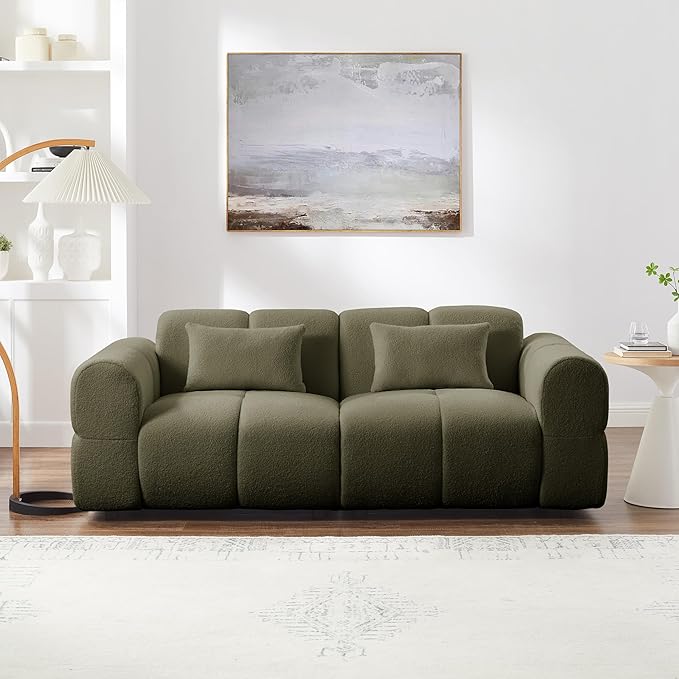 80" Modern Sofa Couch, Comfy Deep Seat Lambswool Cloud Sofa