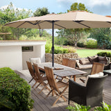 15ft Large Patio Umbrellas with Base Included, Outdoor Double-Sided Umbrella with Crank Handle,