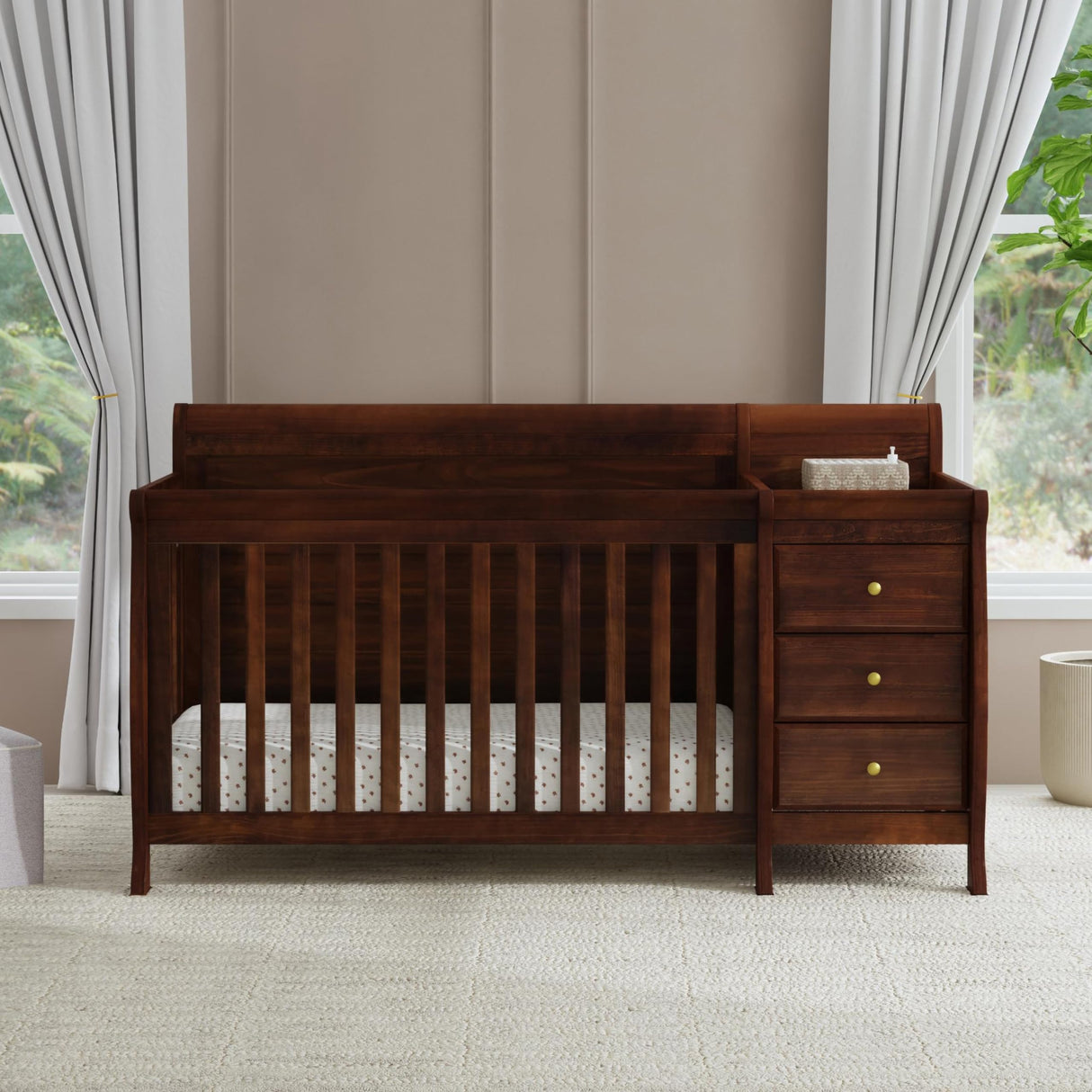 Kalani 4-in-1 Convertible Crib and Changer Combo in Espresso