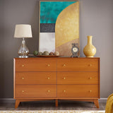 6 Drawer Dresser, 54" Wide Mid Century Modern Chest of Drawers