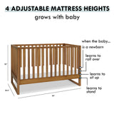 Hunter 3-in-1 Convertible Crib, Chestnut, Easy Assemble, Greenguard Gold Certified