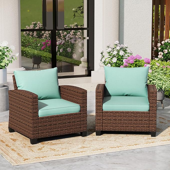 Loveseat Patio Sofa，Outdoor 2-seat Wicker Rattan Patio Sofa