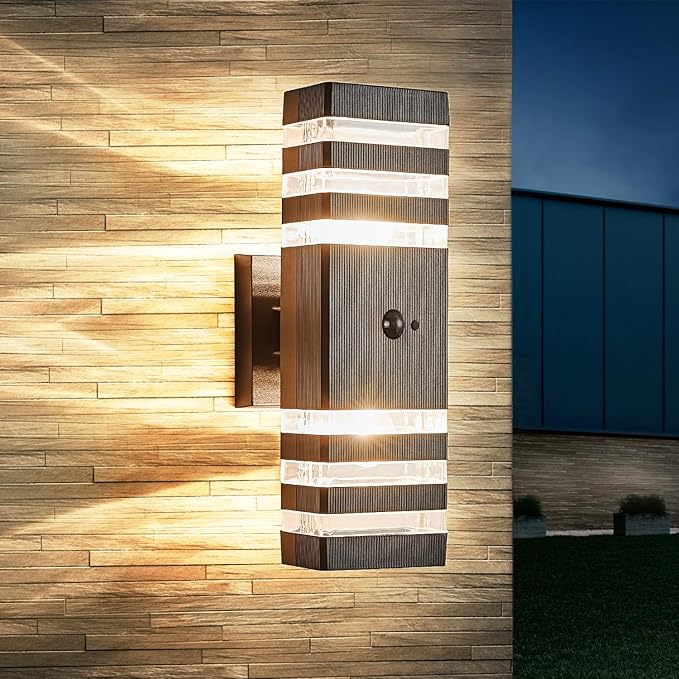 2 Pack Motion Sensor Outdoor Wall Light Fixture Up Down Porch Lights