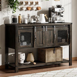 Farmhouse Coffee Bar Cabinet with Storage, 47'' Coffee Bar Table with Sliding Barn Door